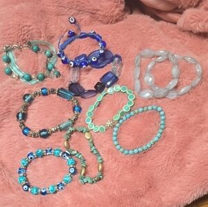 🌊 Assorted Blue Bracelets QTY 10